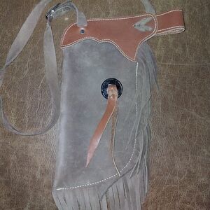 Brown Leather Fringe Shoulder Bag